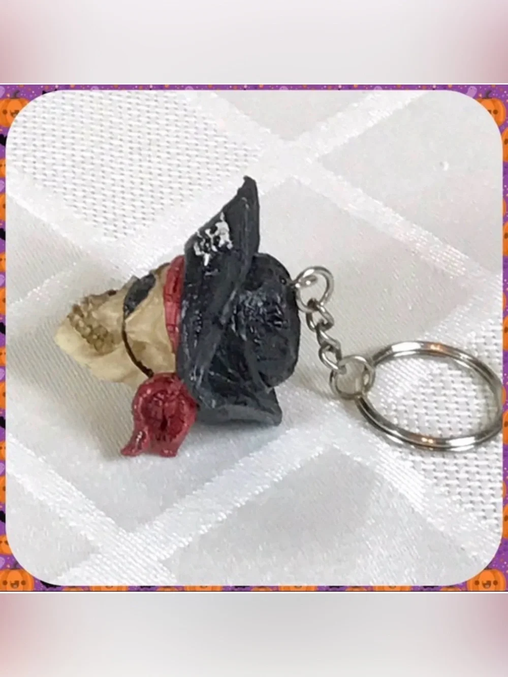 NEW 3” Resin Buccaneer PIRATE SKULL KEY CHAIN Ring Fob Skeleton Bag Charm